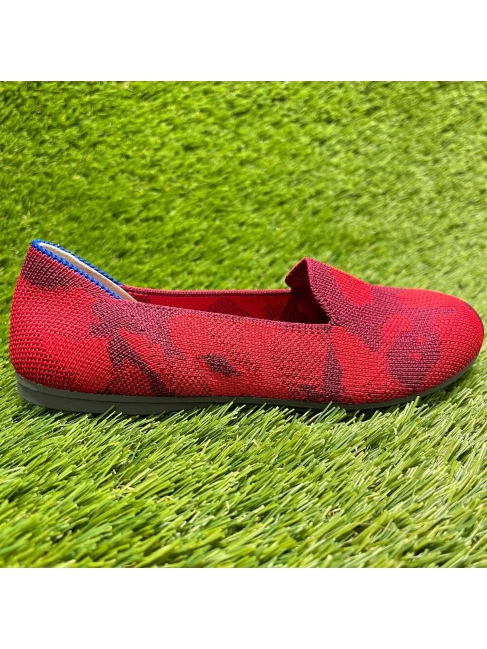 Rothy's The Loafer Girls Size 1Y Red Camo Blue Casual Slip On Ballet Flats Shoes